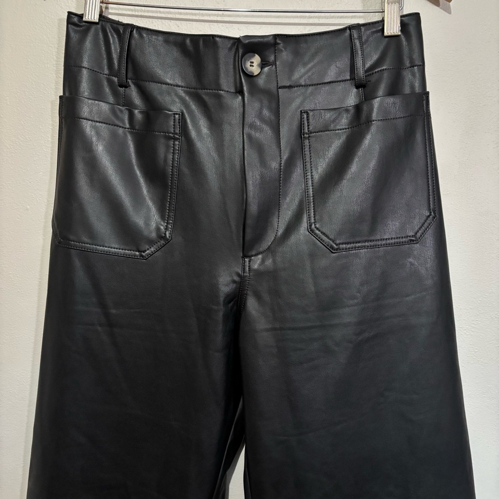Maeve Anthropologie Colette Black Wide Leg Cropped Pants Size 30 - Picture 2 of 7